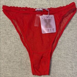 Savage X Fenty Red Sheer Bikini Brief